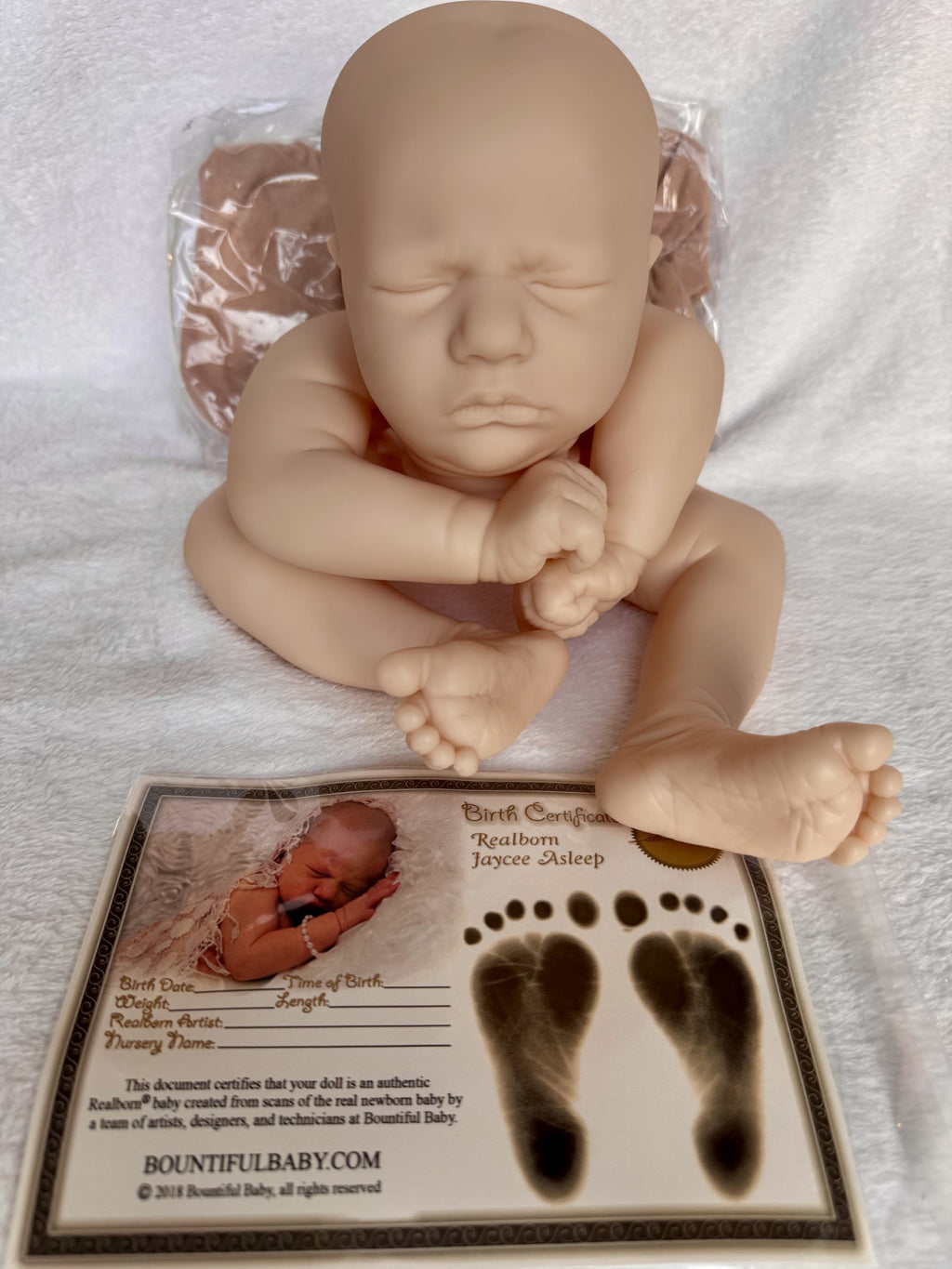Jaycee Asleep — blank unpainted reborn doll kit, authentic sculpt from Leoa's Reborn Creations