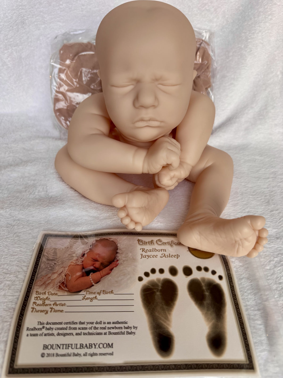 Jaycee Asleep — blank unpainted reborn doll kit, authentic sculpt from Leoa's Reborn Creations