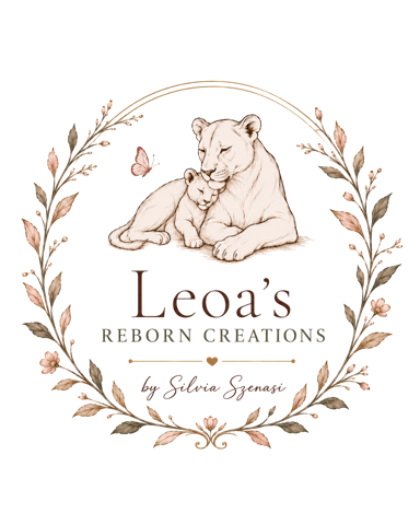 Leoa's Reborn Creations by Silvia Szenasi — logo in a floral wreath