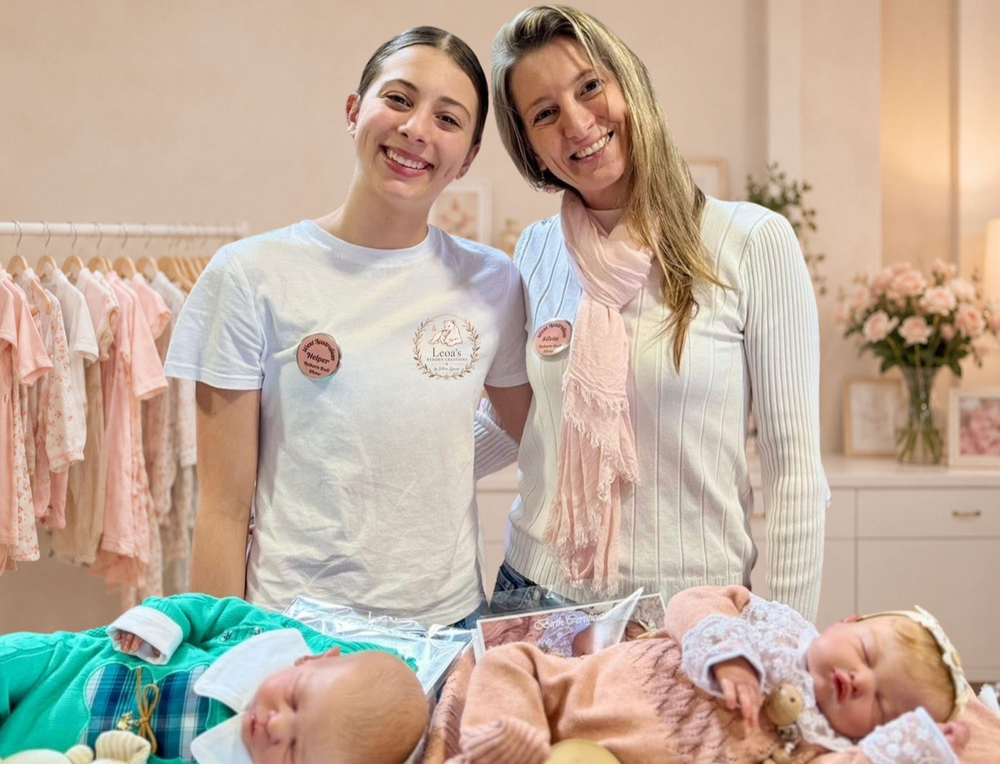 Silvia, reborn artist, holding one of her reborn babies